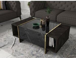 Veyron soffbord 103,8 x 60 cm - Svart/guld - Soffbord i marmor, Marmorbord, Bord