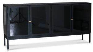 Revel sideboard i plåt med 4 dörrar - Svart / Tonat glas - Skänkar & Sideboards