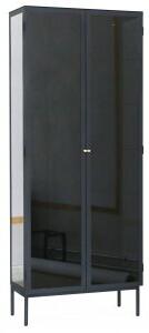 Revel vitrinskåp 200x80 cm - Svart / Tonat glas - Vitrinskåp