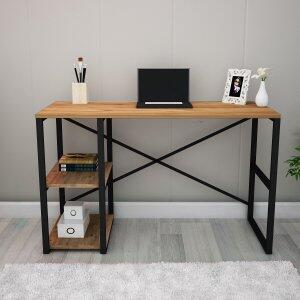 Athena skrivbord 120x65 cm - Furu/svart - Skrivbord med hyllor, Skrivbord, Kontorsmöbler