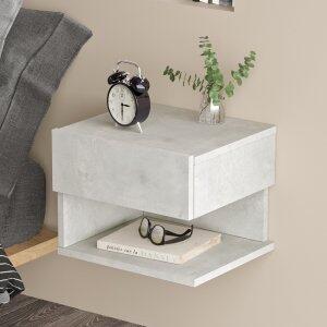Luvio vägghängt sängbord i cement imitation - Sängbord