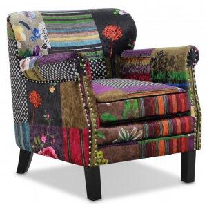 Leeds fåtölj - Flerfärgat tyg + Möbelvårdskit för textilier