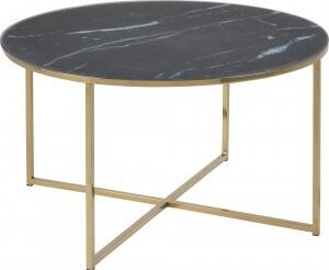 Alisma runt soffbord med guldiga ben Ø80 cm - Svart marmorglas