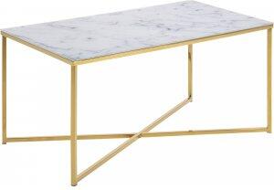 Alisma soffbord 90x50 cm - Vit marmor/guld