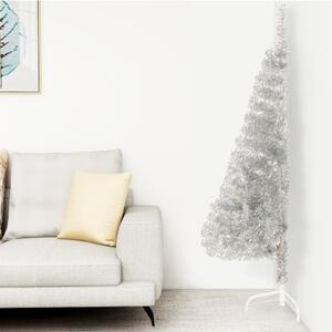 Halv plastgran med stativ silver 120 cm PVC