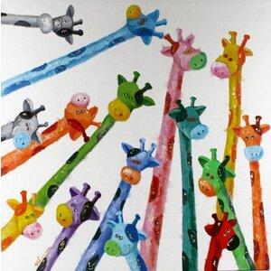 Tavla oljemålning giraffer 90x90 cm multicolor