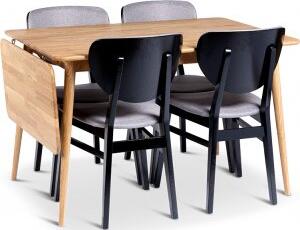 Alborg matbord 120-160x80 cm med 4 st Borgholm stolar