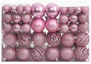 Julgranskulor 111 delar rosa polystyren