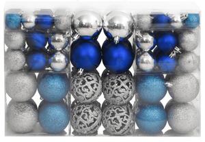 Julgranskulor 100 st blå och silver 3/4/6 cm