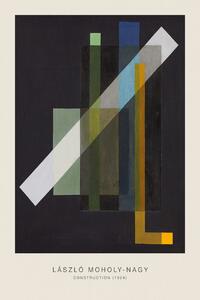 Konsttryck Construction (Original Bauhaus in Black, 1924) - Laszlo / László Maholy-Nagy, (26.7 x 40 cm)