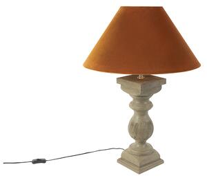 Lantlig bordslampa med velourskuggpumpakrydda 50 cm - Hyssop
