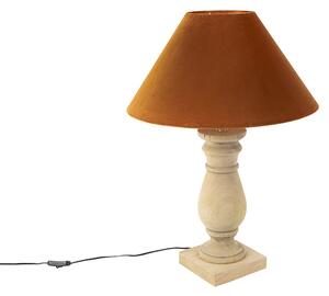 Lantlig Bordslampa med Sammetsskärm Pumpafärgad 50 cm - Catnip