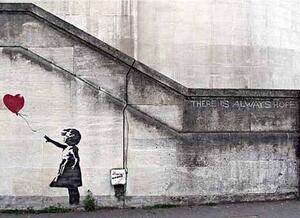 Poster, Affisch Banksy - Girl with Balloon, (59 x 42 cm)