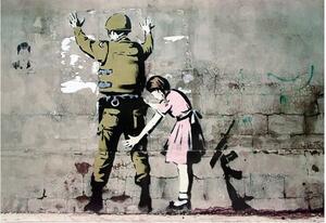 Poster, Affisch Banksy street art - Graffiti Soldier and girl, (59 x 42 cm)
