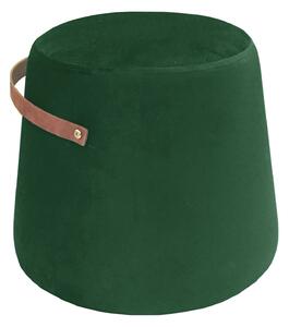 NORDLYS Fudi-puff, rund - brun konstläder och grön sammet