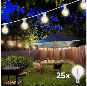 Brilagi - LED dekorativ utomhusslinga KRANS 25xE12 20m vit IP44 varm vit