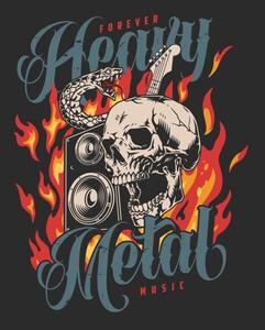 Illustration Heavy metal vintage colorful flyer, IMOGI