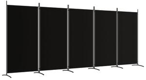 Rumsavdelare 5 paneler svart 433x180 cm tyg