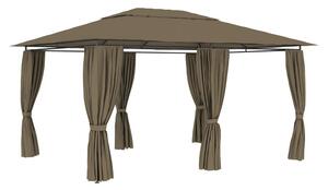 Paviljong med draperier 4x3 m taupe 180 g/m² - Brun