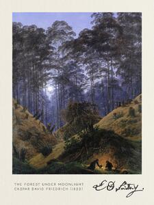 Bildreproduktion The Forest under Moonlight (Vintage Fantasy Landscape) - Casper David Friedrich, (30 x 40 cm)