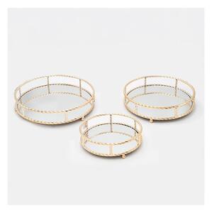 KIT 3x Dekorativt bricka diameter 27/33/37 cm guld
