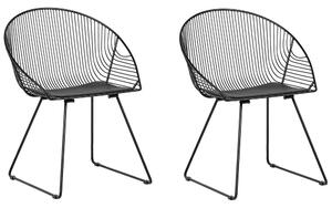 Set med 2 Middagsstolar Svart Metall Ram Konstläder Sits Modern Industriell Design Beliani