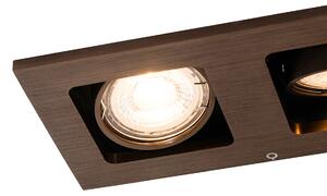 Infälld spotlight mörk brons rektangulär 2-light - Qure