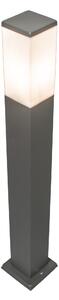 Modern utomhuslyktstolpe mörkgrå med opal 80 cm IP44 - Malios
