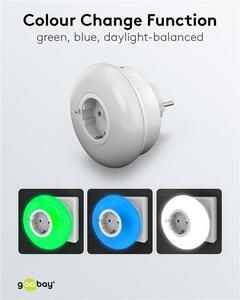 Nattlampa LED grön/blå/vit med automatisk tändning