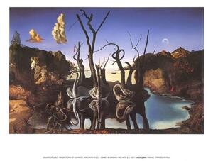 Konsttryck Swans Reflecting Elephants, 1937, Salvador Dalí, (30 x 24 cm)