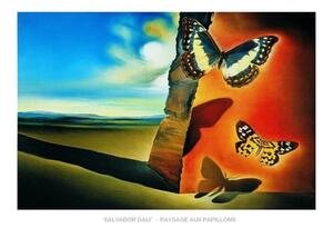 Konsttryck Salvador Dali - Paysage Aux Papillons, Salvador Dalí, (70 x 50 cm)