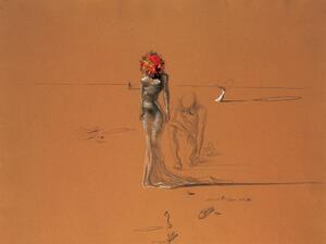 Konsttryck Female Figure with Head of Flowers, 1937, Salvador Dalí, (30 x 24 cm)