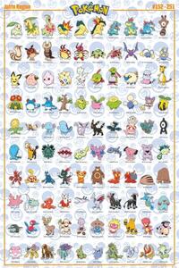 Poster, Affisch Pokemon - Johto Pokemon, (61 x 91.5 cm)