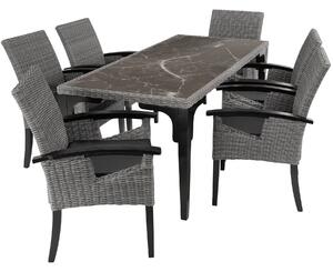 Tectake 404859 rottingbord foggia med 6 stolar rosarno - grå