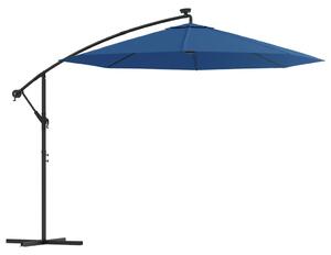 Frihängande parasoll med LED och stålstång 300 cm azur