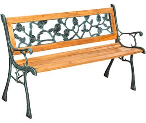 TecTake GmbH 401424 trädgårdsbänk marina sittbänk 2-sits av trä och gjutjärn 124x52x74cm - brun