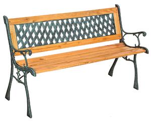TecTake GmbH 401423 trädgårdsbänk tamara 2-sits av trä och gjutjärn 128x51x73cm - brun