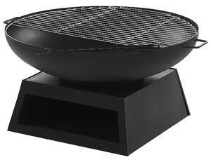 Utomhus Eldstad Svart Stål Base Rund Topp för Kolgrill Beliani