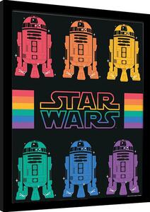Inramad poster Star Wars Pride - R2D2 Rainbow
