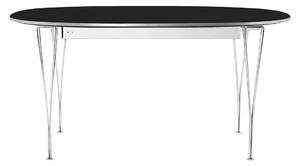 Fritz Hansen - B620 Superellips Utdragbart, Laminat, Svart, Krom - Matbord - Arne Jacobsen,Bruno Mathsson,Piet Hein