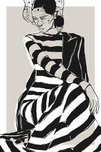 Illustration Striped Dress, Treechild