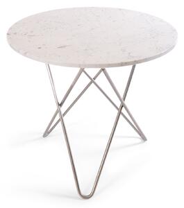 OX Denmarq - O Dining Table Ø80, Stainless Steel Frame, Top: White Marble - Matbord - Dennis Marquart - Vit - Metall/Sten