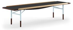 House of Finn Juhl - Table Bench Small, With Brass Edges, Walnut/black linoleum, Light Blue Steel - TV-bänkar - Finn Juhl - Träfärgad,Svart,Blå - Metall/Trä/Plast