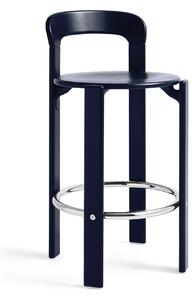 HAY - Rey Bar Stool Low 4 Leg Base H65 Standard Glider Deep Blue Water-Based Lacquered Beech None - Barstolar - Bruno Rey - Blå - Trä