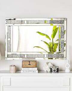 Väggmonterad Hängande Spegel Silver Rektangulär 60 x 90 cm Modern Glamour Vardagsrum Sovrum Dekoration Beliani