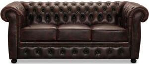 Dublin Chesterfield 3-sits soffa Oxblod läder - Skinnsoffor, Soffor