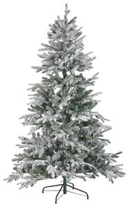 Konstgjord julgran Vit Syntet 180 cm Snötäckt Gångjärnsgrenar LED Fairy Lights Högtid Julstämning Beliani