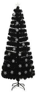 Julgran med LED-snöflingor svart 240 cm fiberoptik