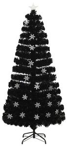 Julgran med LED-snöflingor svart 150 cm fiberoptik