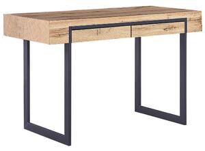 Skrivbord med förvaring 120 x 55 cm ljust trä / svart VIDA Beliani